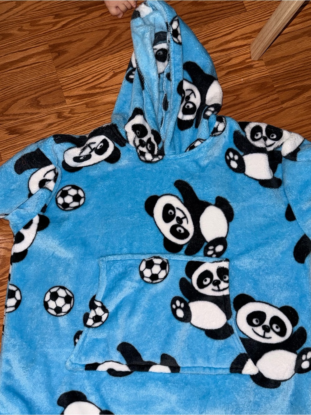 Cozy Blue Panda Hooded Plush Pullover